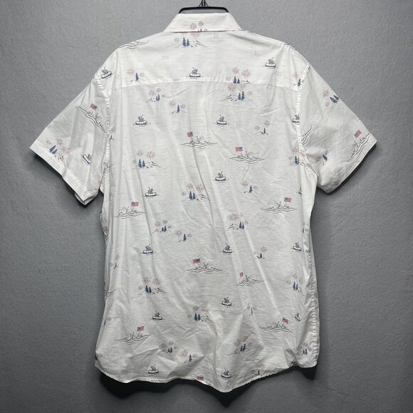 TravisMathew Mens XXL Short Sleeve Button-Up Shirt Patriotic July 4th - Picture 7 of 8